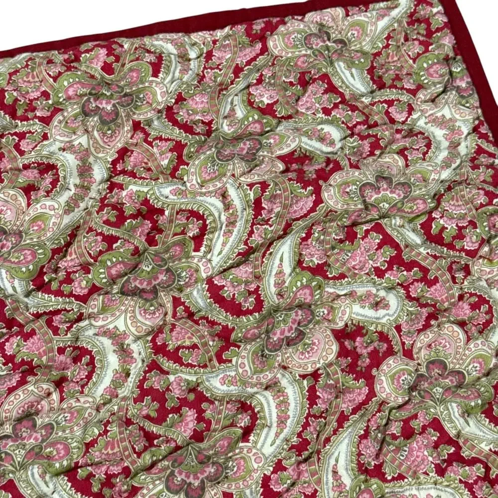 Pottery Barn 100% Cotton Red Georgia Quilted Pillow Sham Standard Size Paisley